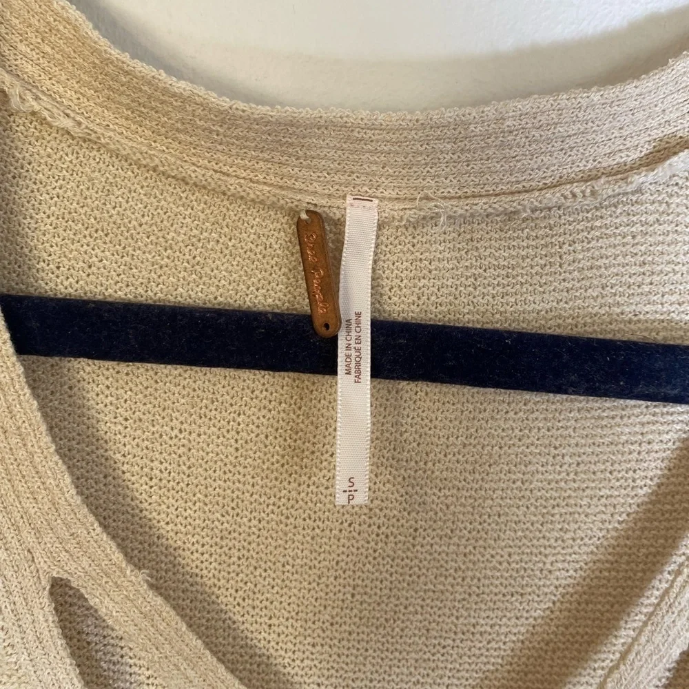 NWT Free People Criss Cross Side Slit Sweater in Cream